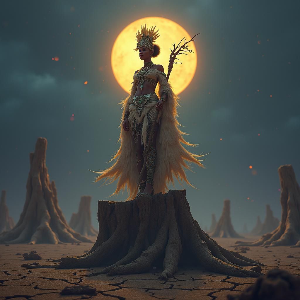 Goddess of Famine in Mystical Realm Concept Art