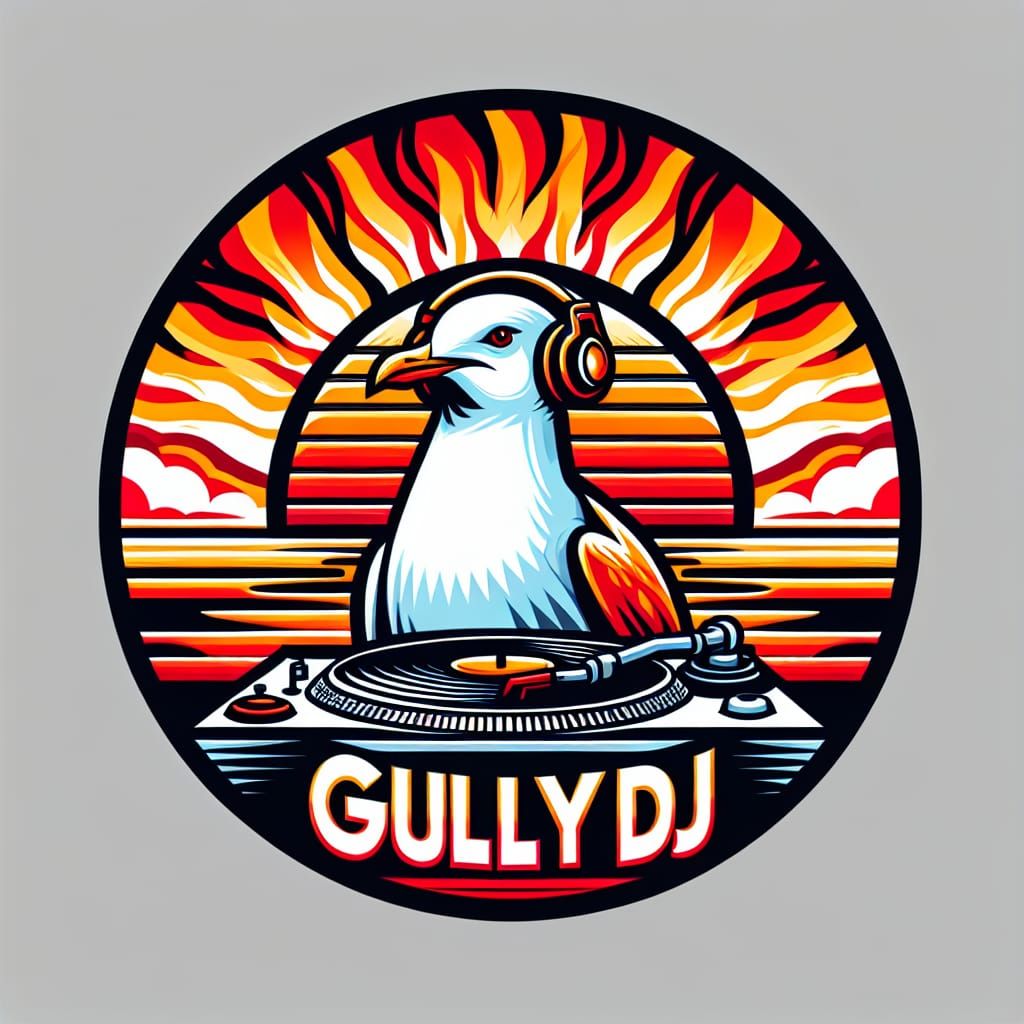 Seagull DJ Logo in Vector Art Style
