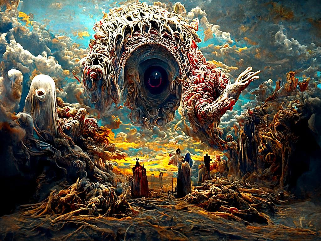 Biblical Horror Painting in a Psychedelic Style
