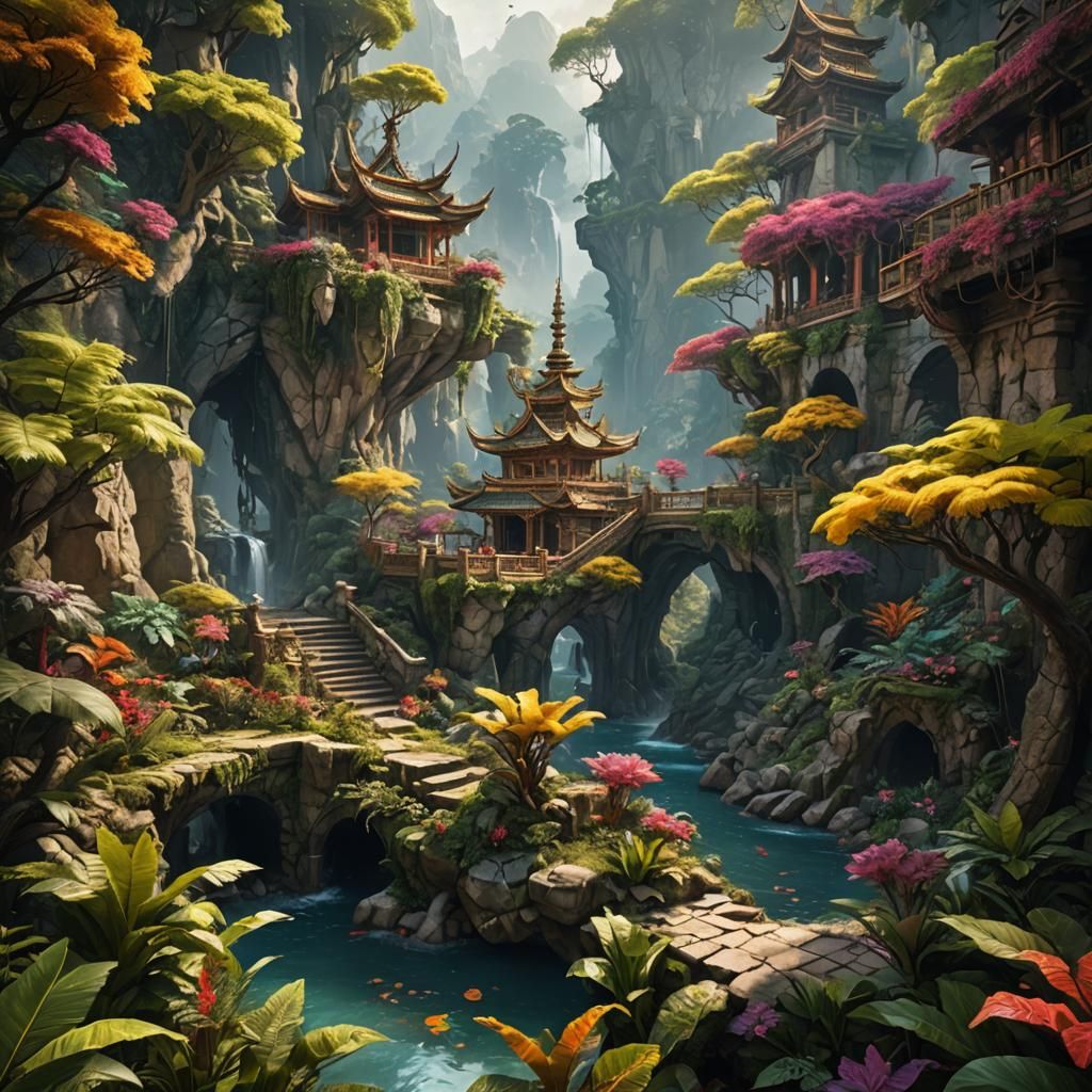 Fantastical Natural Scene in Detailed Matte Painting