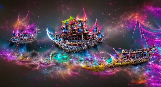 Fantasy Cosmic Pirate Ship in 8K