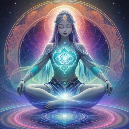 Heart Chakra: Holographic Astral Illustration