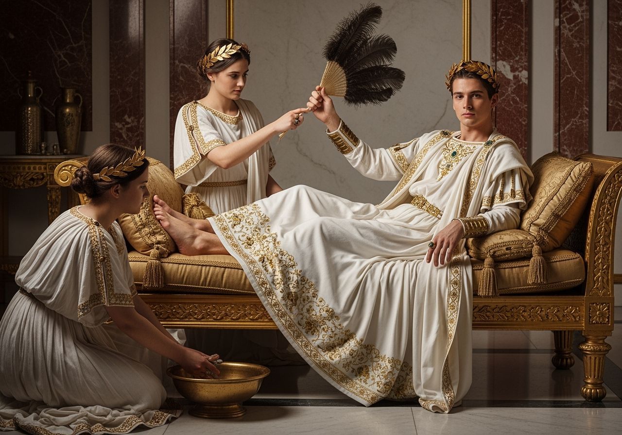 Young Emperor in Lavish Roman Palace, Photography Style