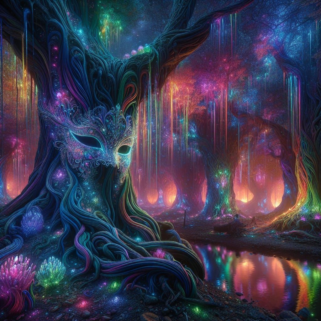 Twilight Forest Dreamscape in Iridescent Hues