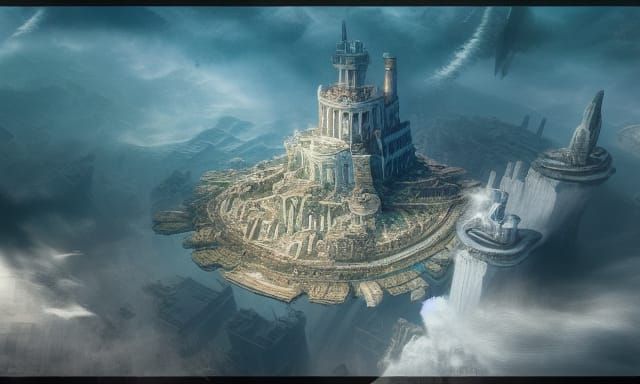 Aerial View of Lost Atlantis in Digital Art