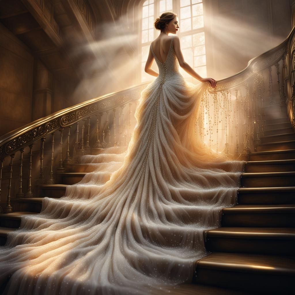 Water Wedding Dress: Hyperrealistic Fantasy Art