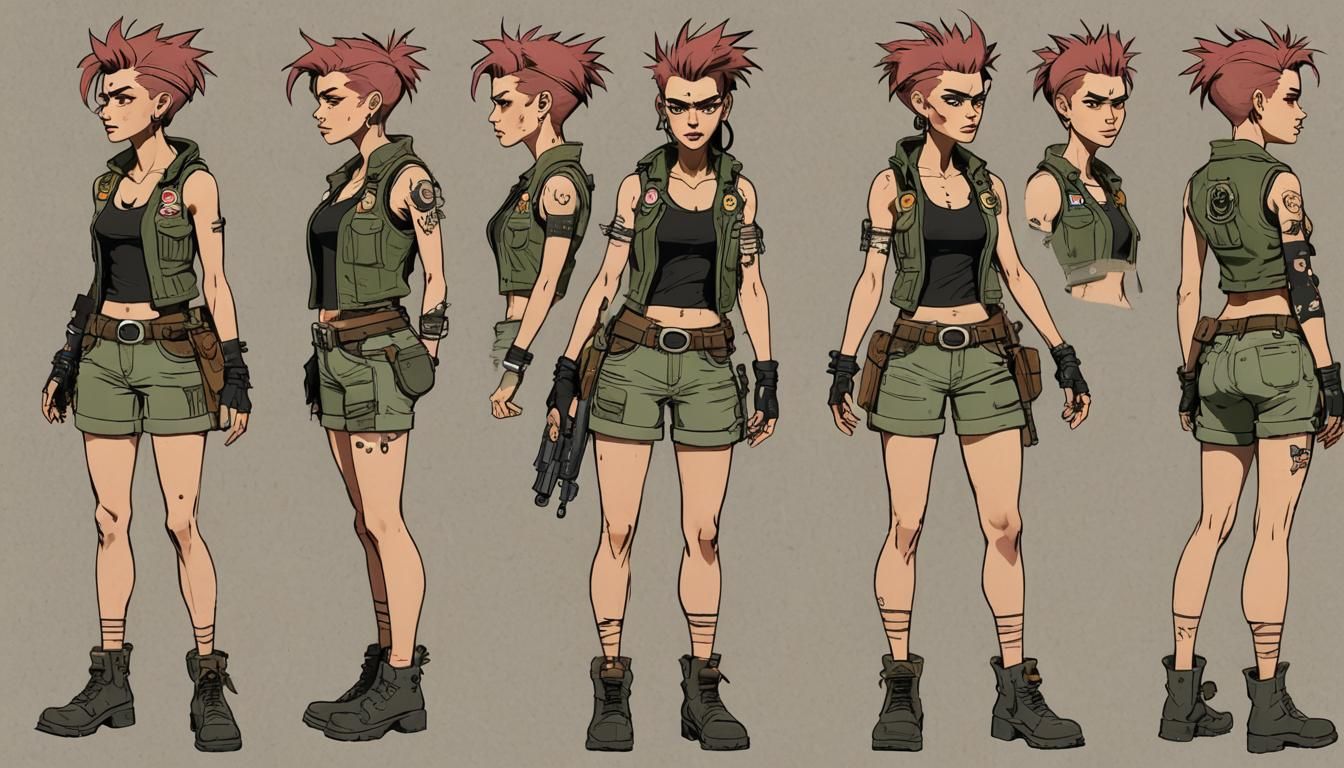 Tank Girl Inspired Character Model Sheet