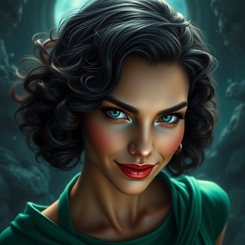 Emerald Woman: Digital Portrait in Atmospheric Realism