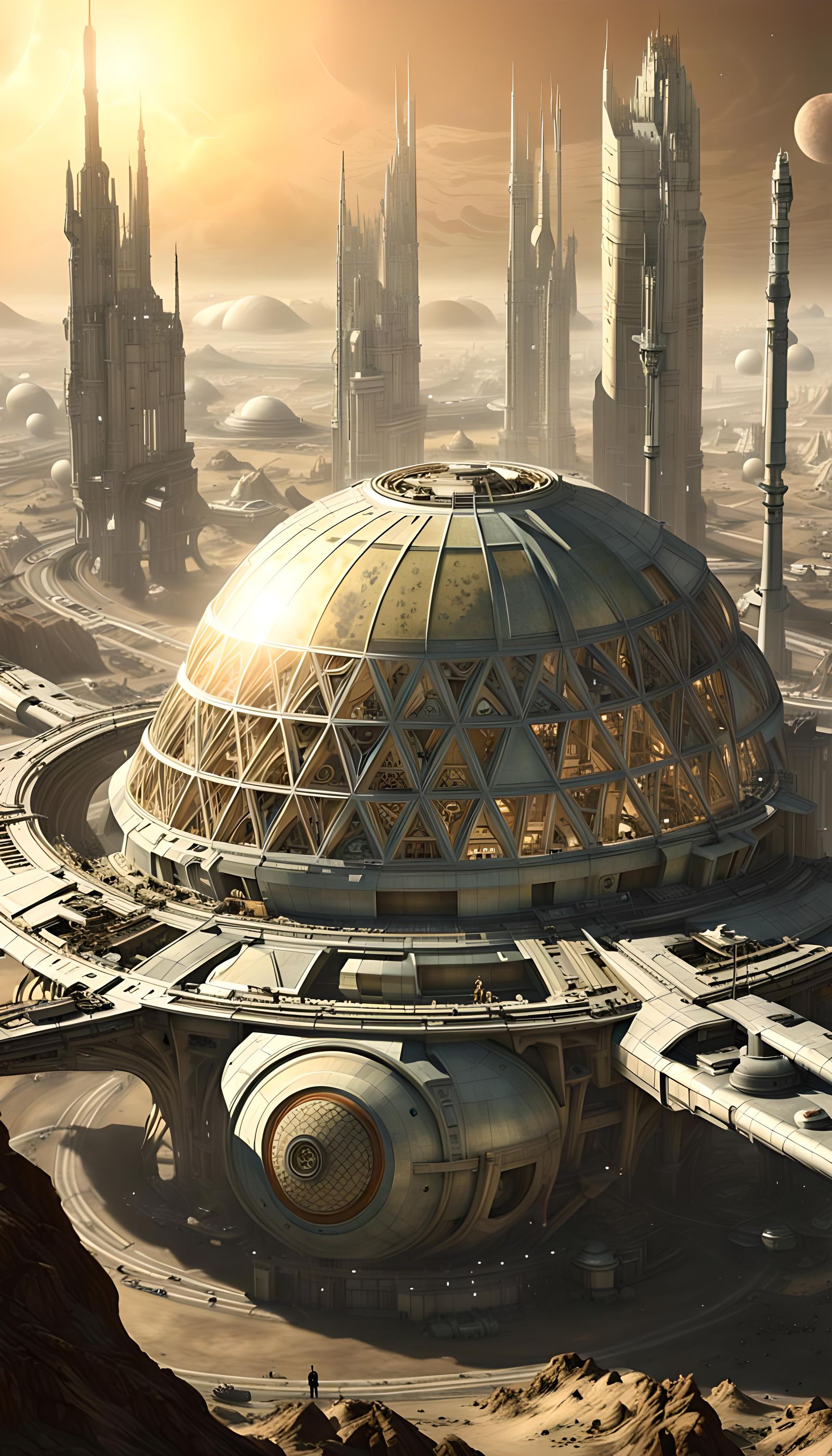 Futuristic Domed City on a Colonized Planet