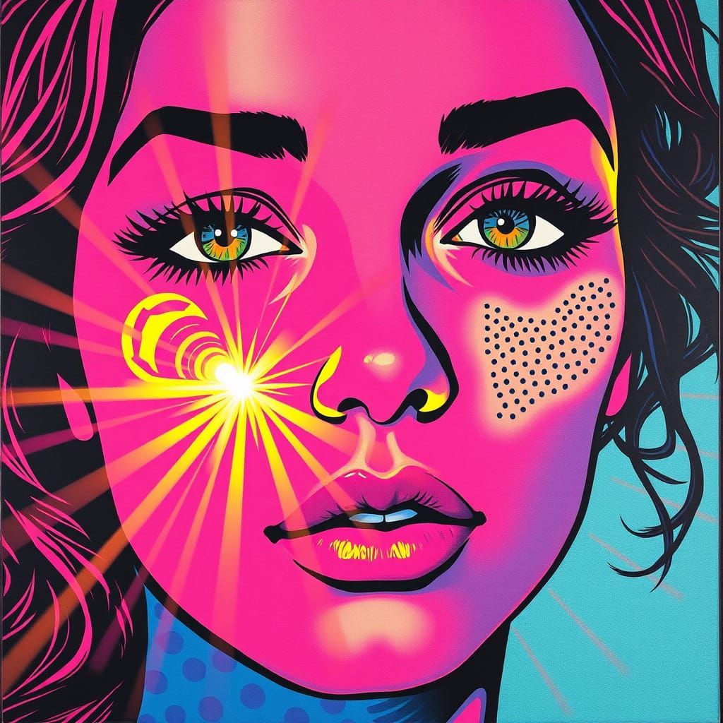 Radiant Woman Portrait in Pop Art Style