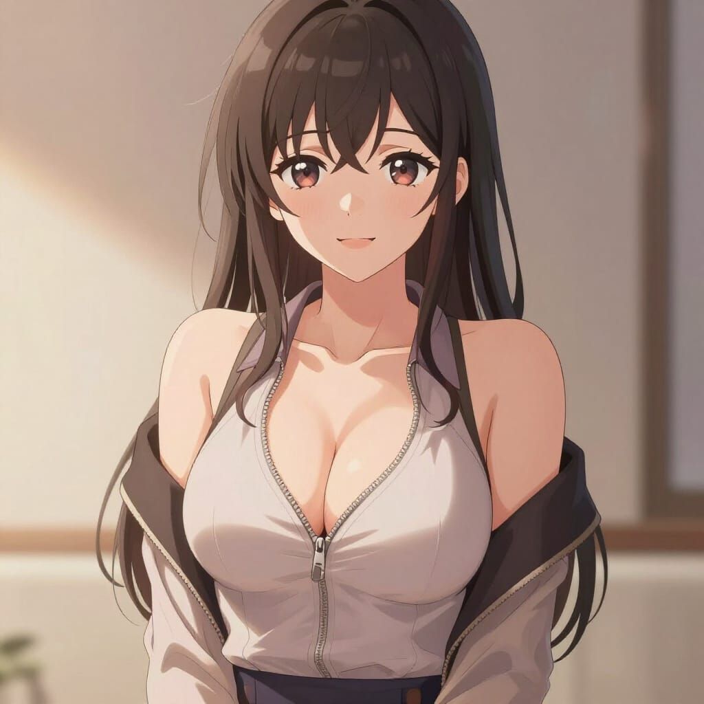 Anime Style Confident Woman with Expressive Eyes