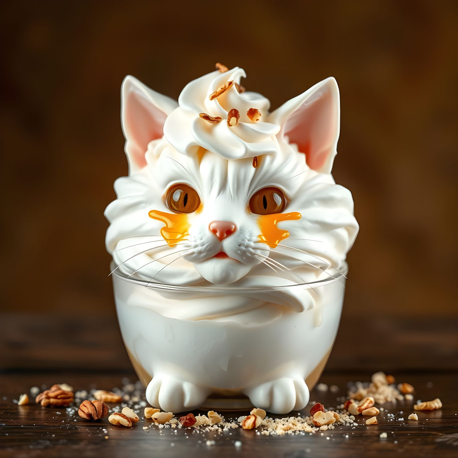 Whimsical Feline Ice Cream Sculpture