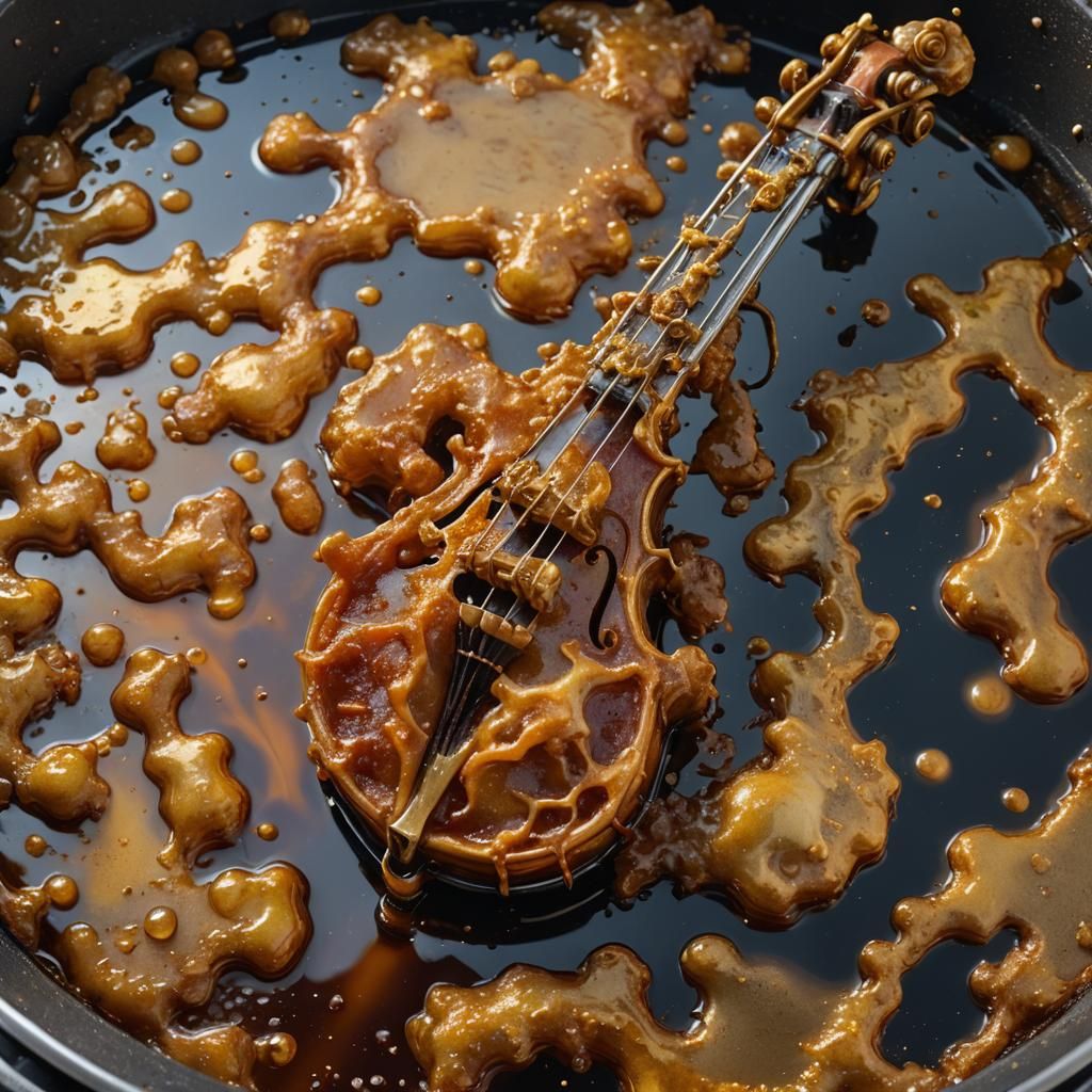 Surreal Deep-Fried Fiddle in Sizzling Oil
