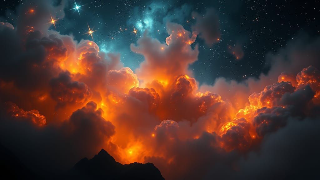 Bioluminescent Celestial Dreamscape in 3D
