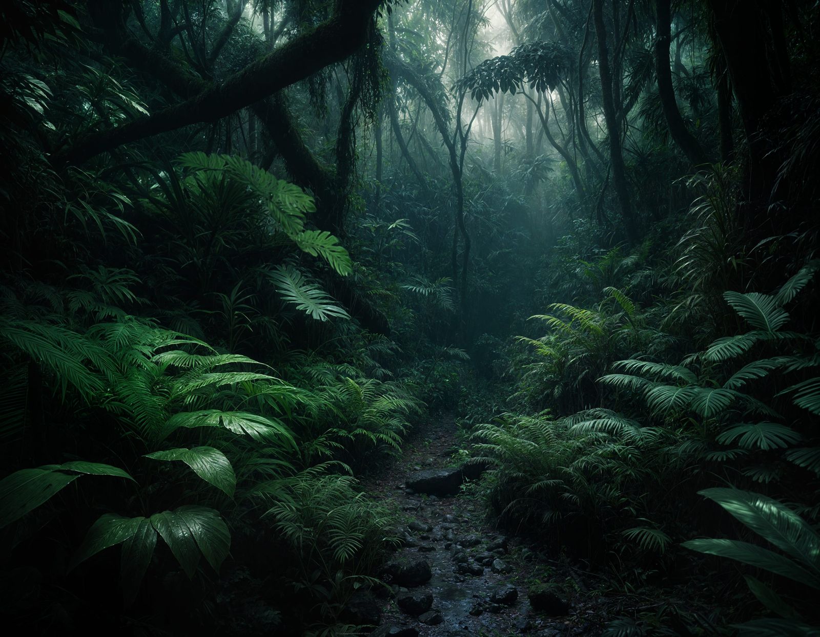 Mystical Deep Jungle Rainforest Undergrowth