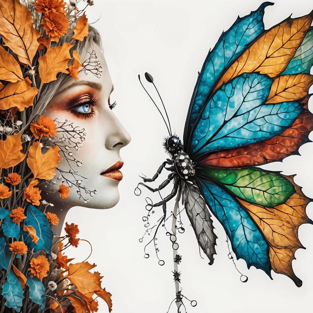 Ghostly Woman in Dandelion Dreamscape, Surreal Infrared Port...