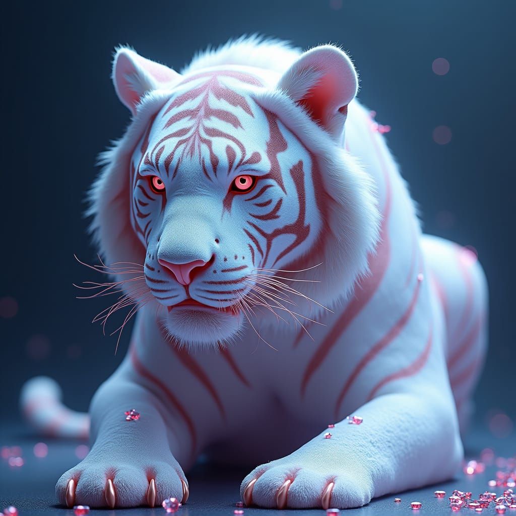 Rhinestone Tiger in Matte Painting Style
