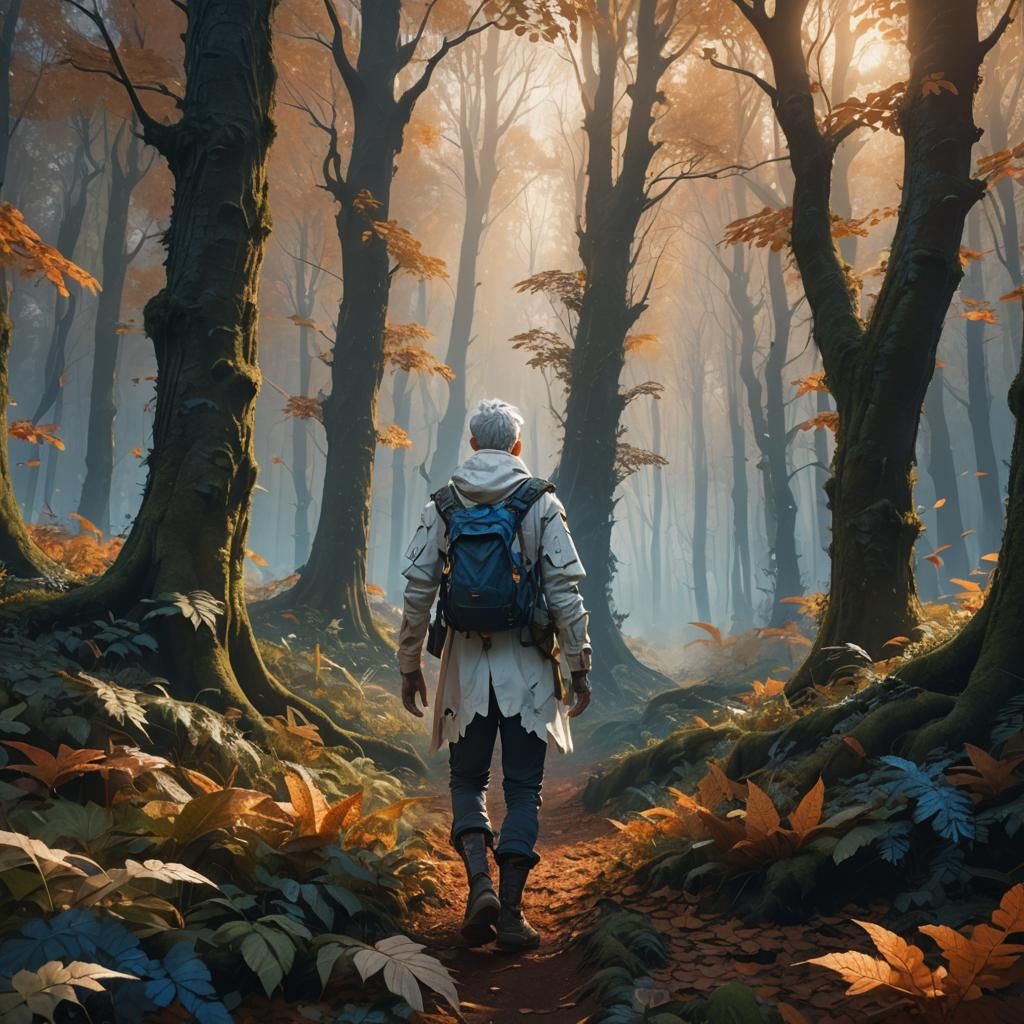Fantasy Forest Walker in Golden Light