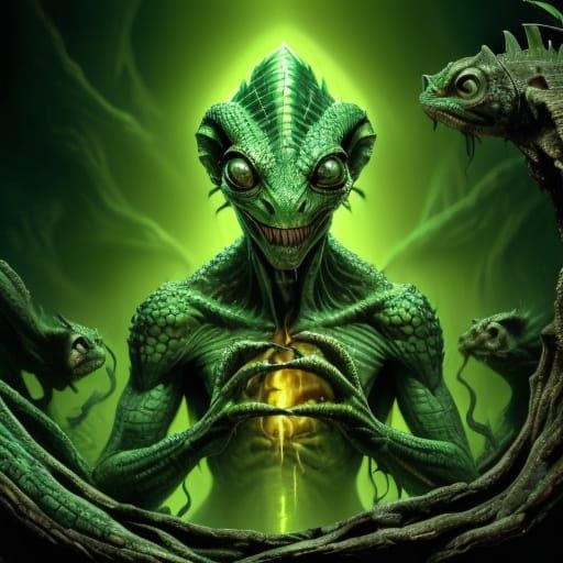 Multicolor Chameleon on Branch in Golden Hour