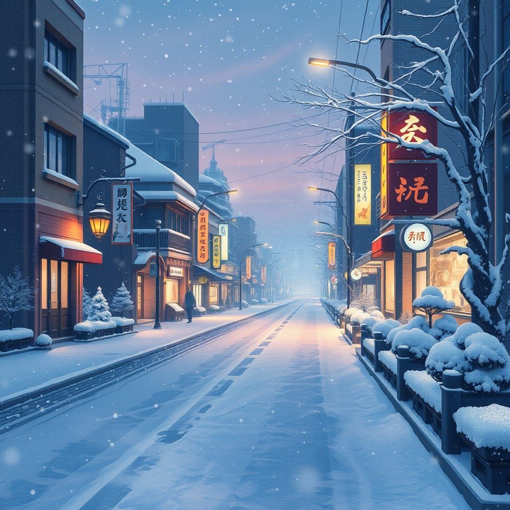 Winter Cityscape in Vibrant 8K Resolution