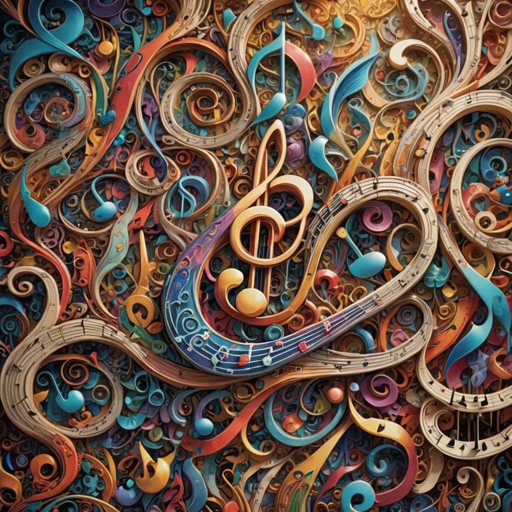 Magical Music Notes in a Hyperrealistic Close-up
