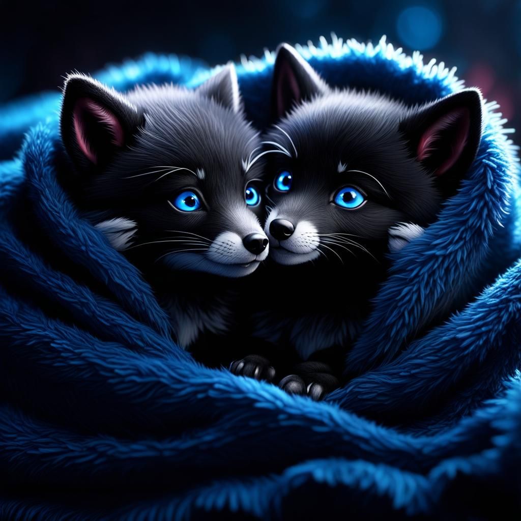 Fox Pups with Fangs in Detailed 3D Animation