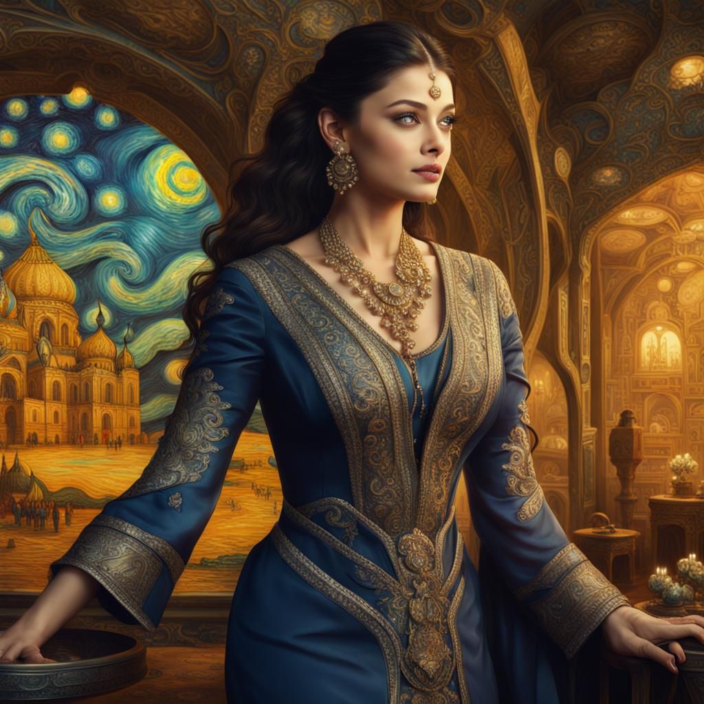 Aishwarya Rai Portrait in Van Gogh Style