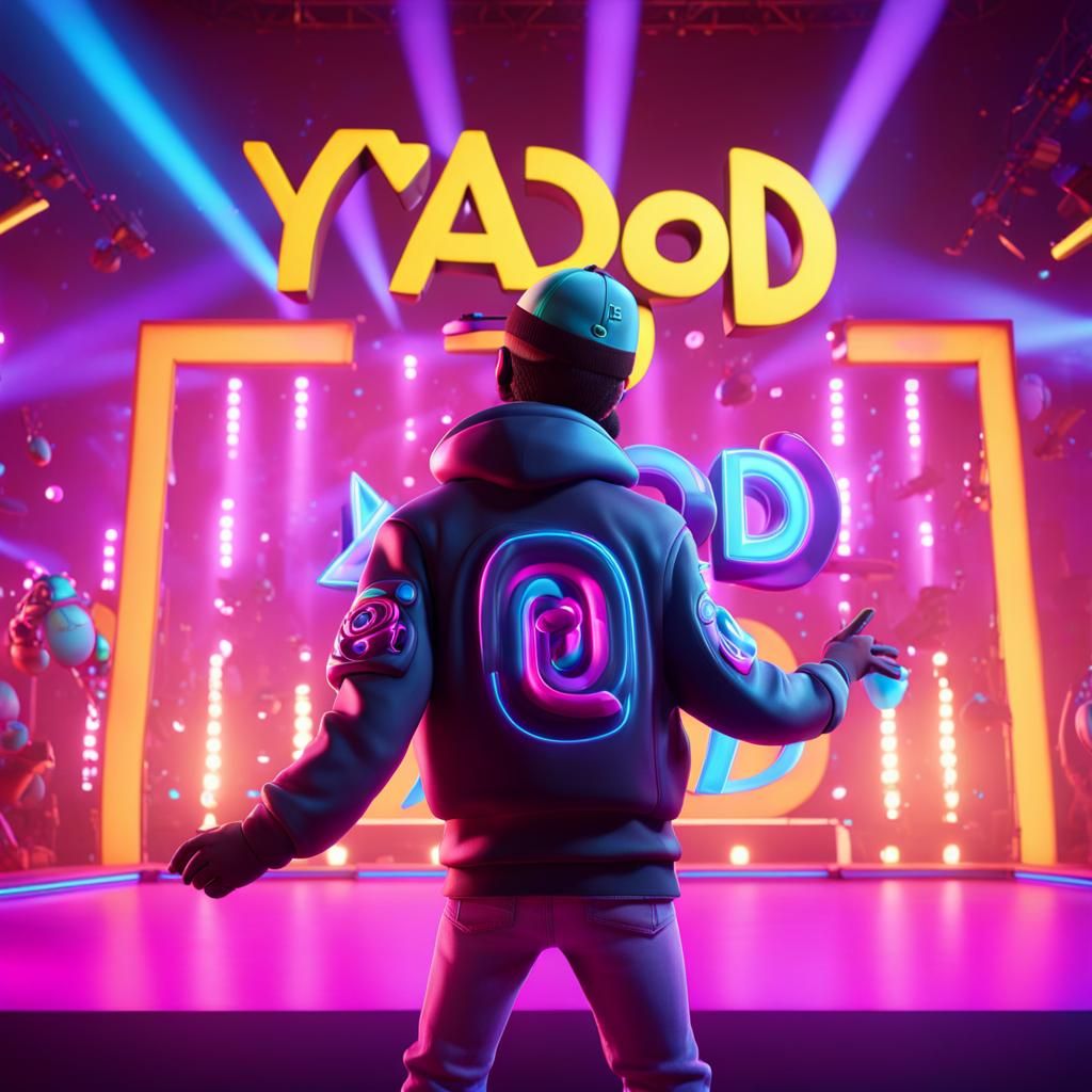 DJ Spraying Yadood on Stage: 3D Digital Art