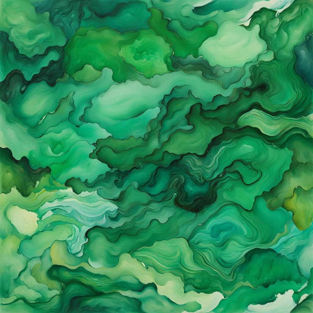 Green Color Palette in Gouache and Watercolor Style