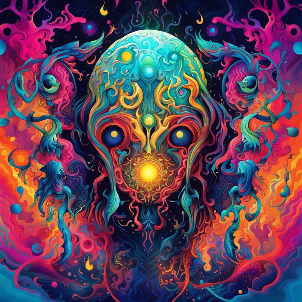 Psychedelic Ritual Fire in Digital Graffiti Art Style