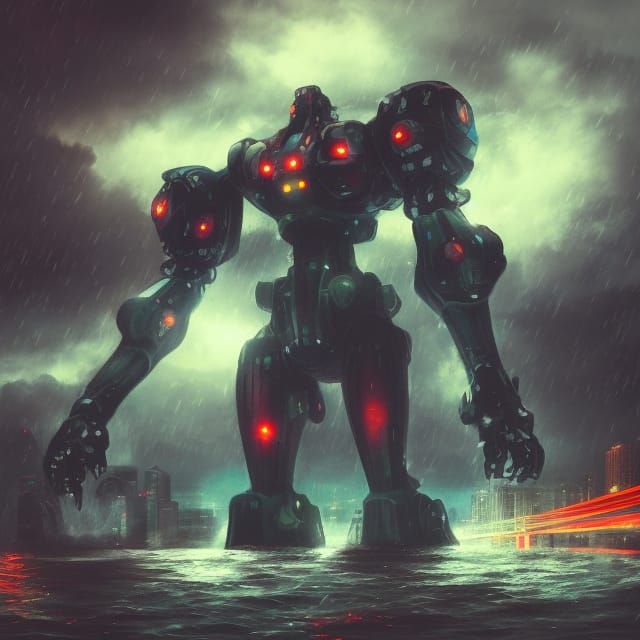 Giant Mecha vs Kaiju: Hyperdetailed Action Painting