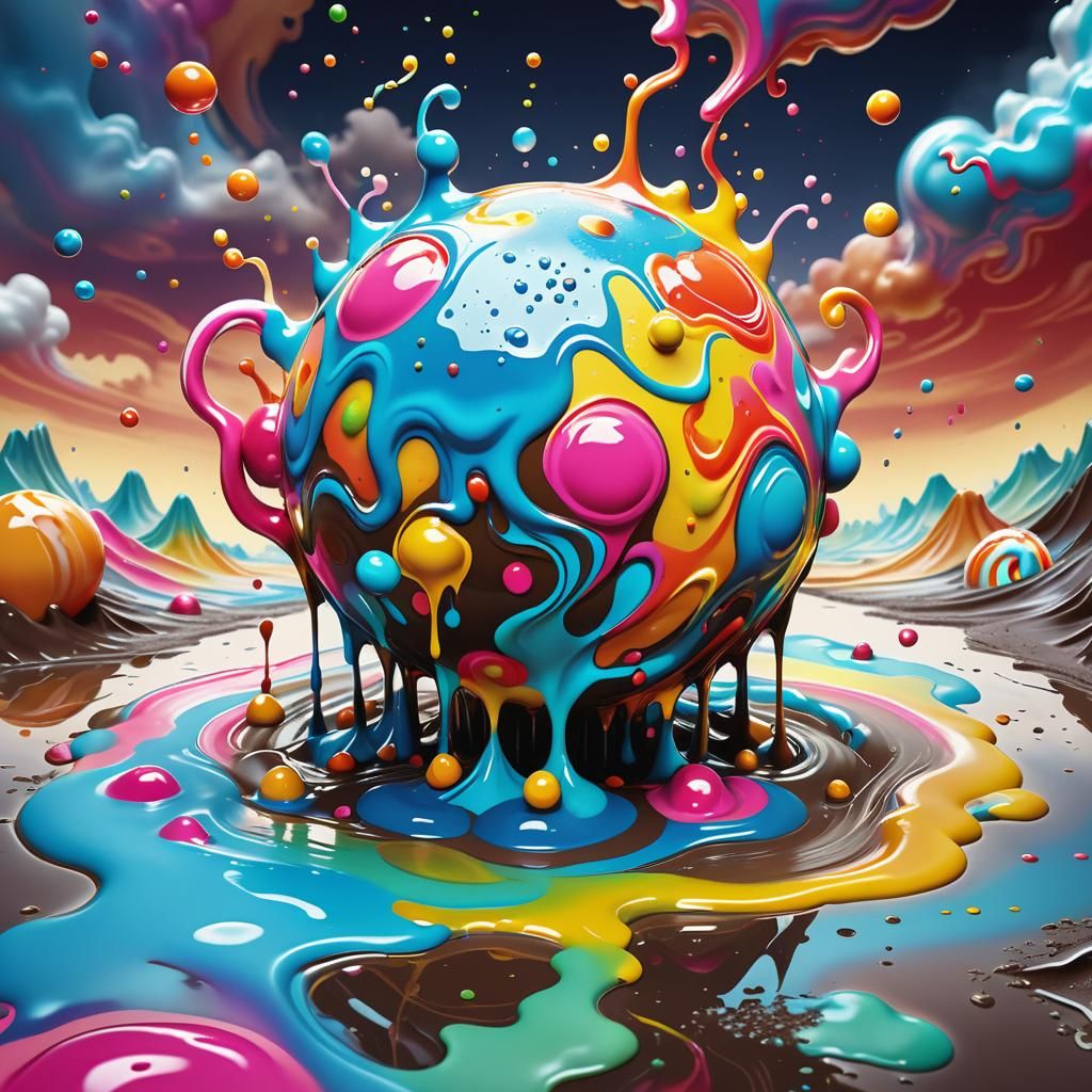 Liquid Earth Elementals Dance in Candy Art Style