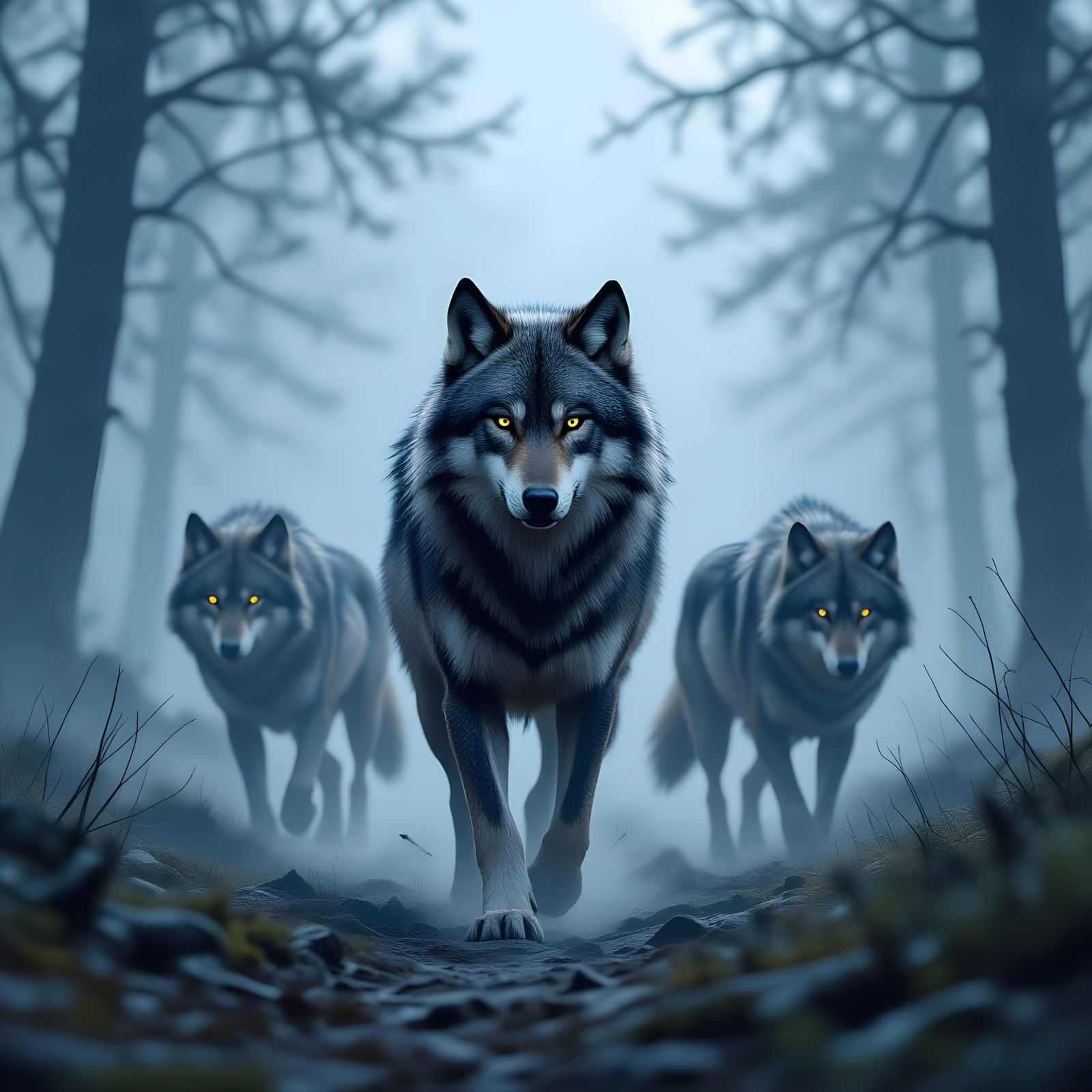 Alpha Wolf Leading the Pack