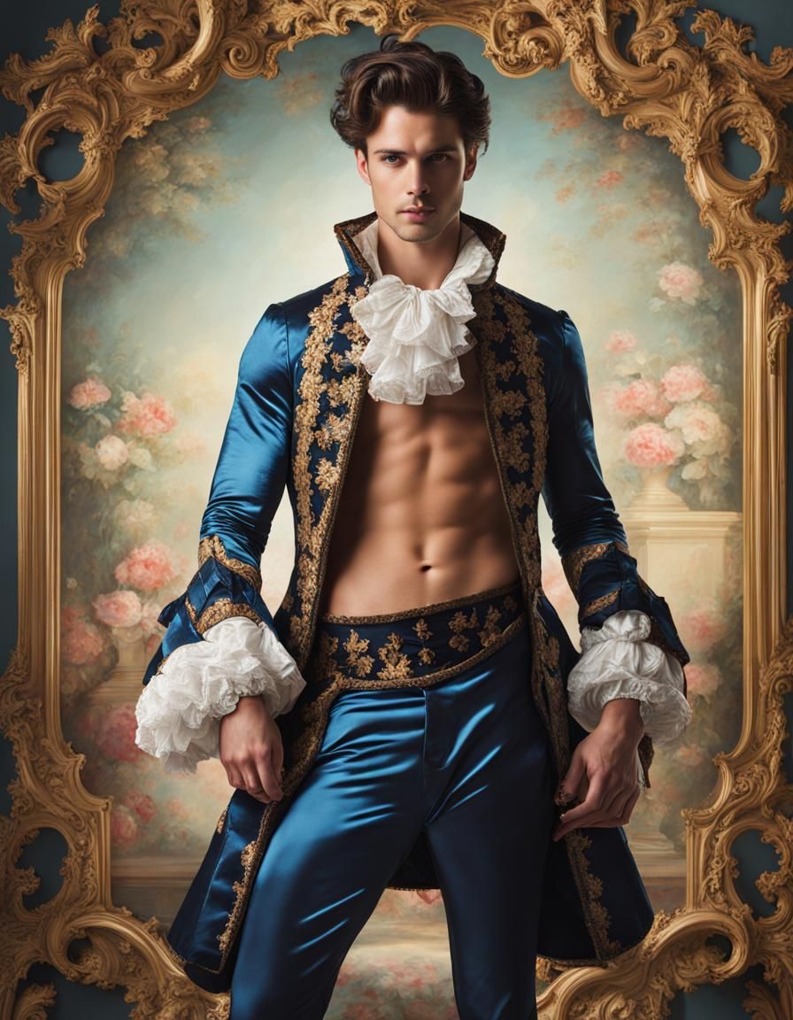 Attractive Man in Rococo Style Outfit