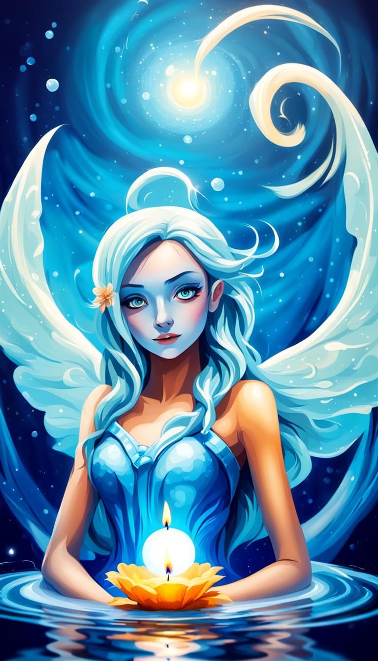 Blue Candle on Water