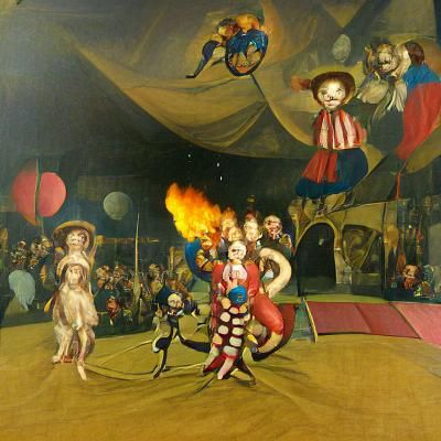 Magic Circus in Renaissance Painting Style