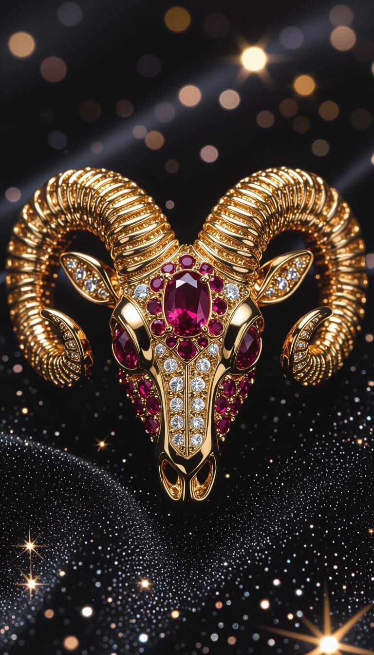 Aries Zodiac Jewelry with Ruby and Gold Accents
