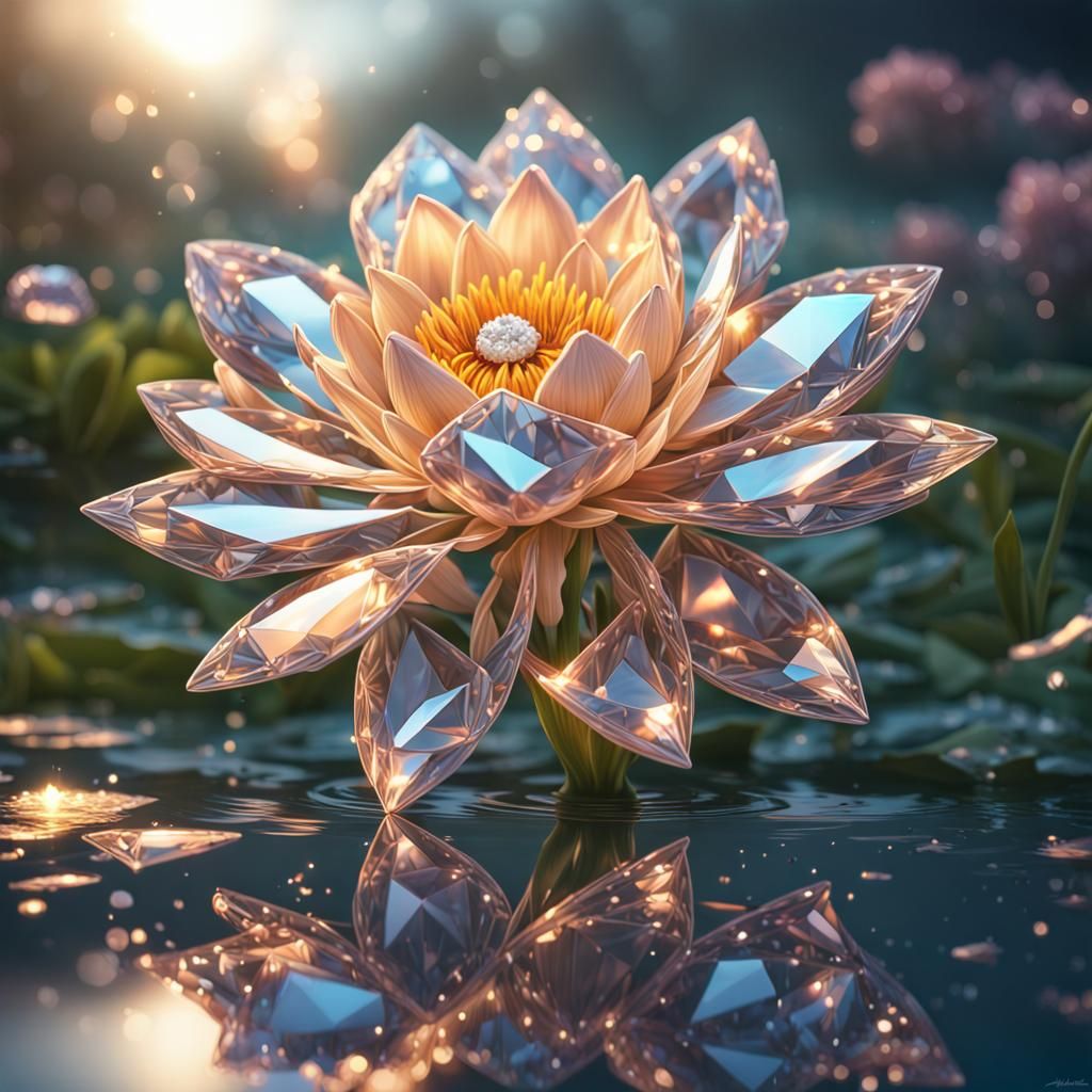 Diamond Flower Reflecting in Pond: Concept Art