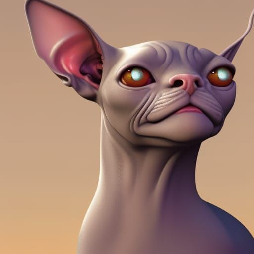 Pixar-Style Sphynx Cat 3D Digital Art
