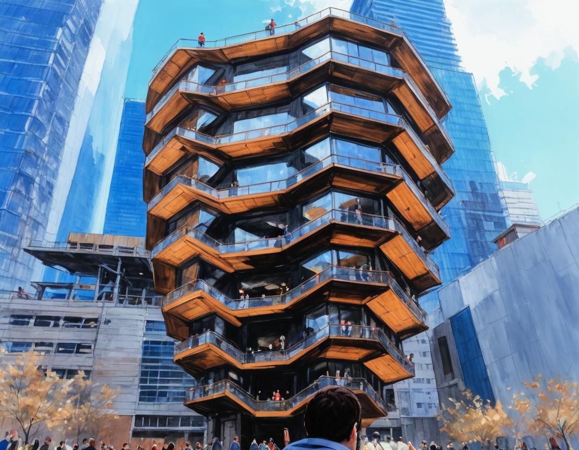 Boy Gazing at the Vessel Building