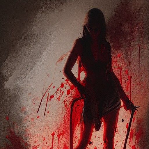 Sinister Woman with Knife, Digital Art