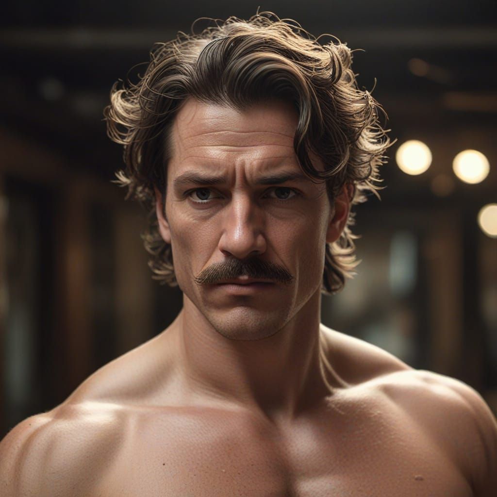 Dominant Man with Mischievous Gaze in Dramatic Light