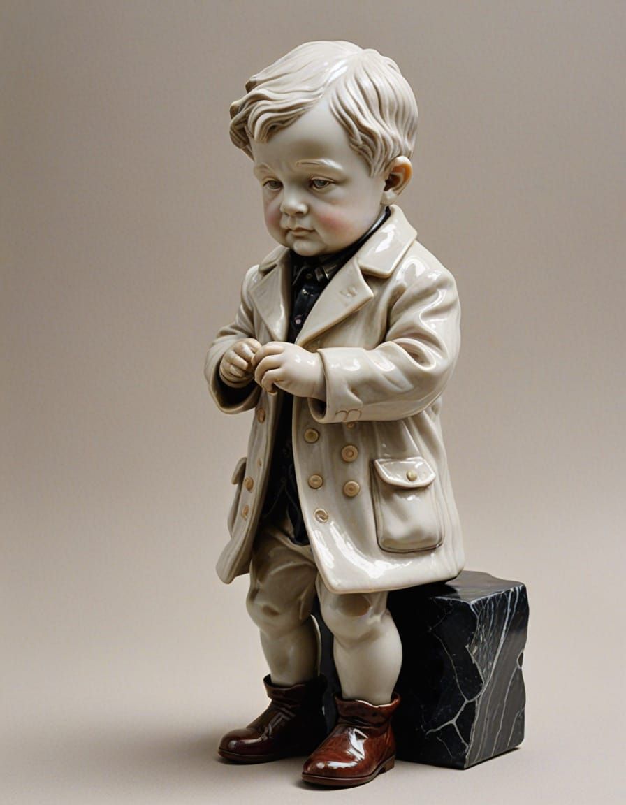 Toddler Sculpted in Porcelain Rodin Style