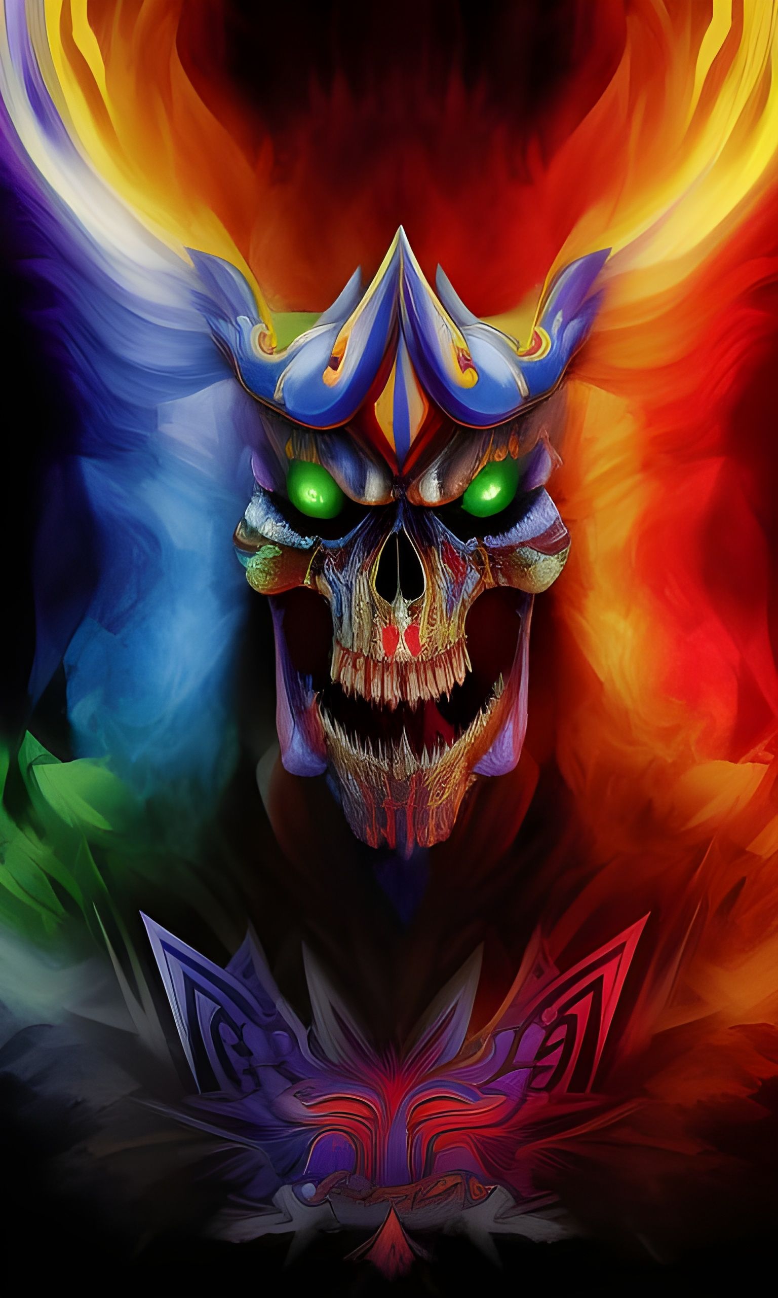 Psychedelic Undead King Portrait in Vibrant Colors