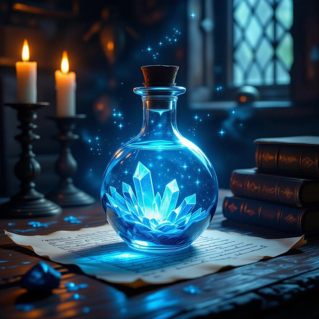 Glowing Blue Potion Reveals Secret Messages on Parchment