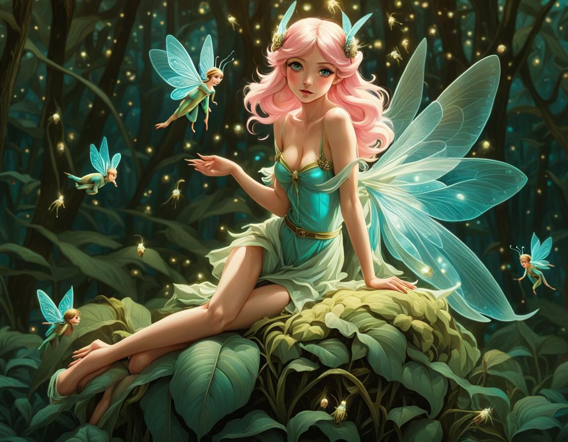 Luminescent Firefly Fairies in Panoramic View