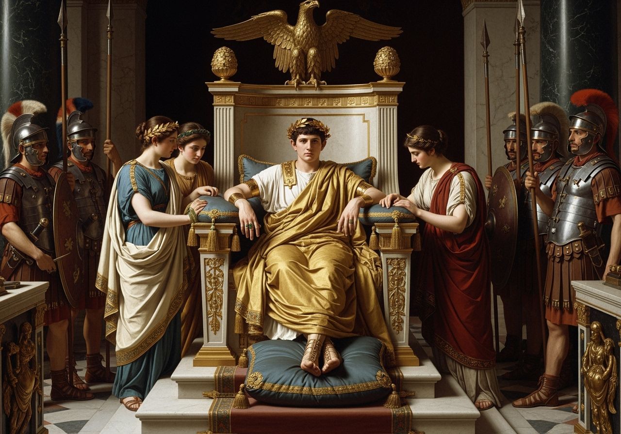 Emperor Caligula on His Opulent Throne