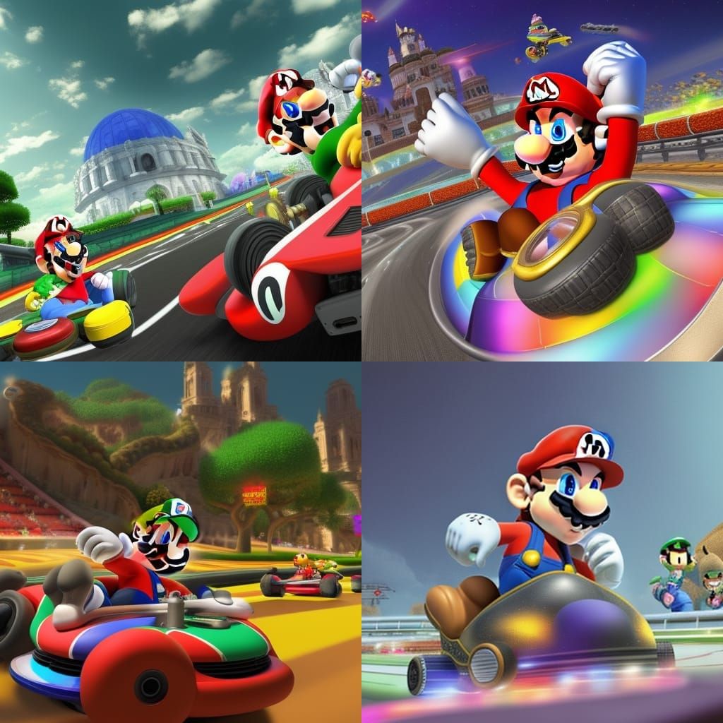 Epic Mario Kart Cinematic Digital Painting