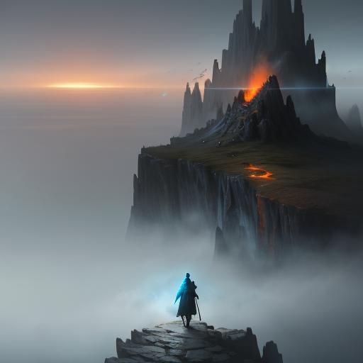 Fantasy Assassin on Misty Cliff in Unreal Engine