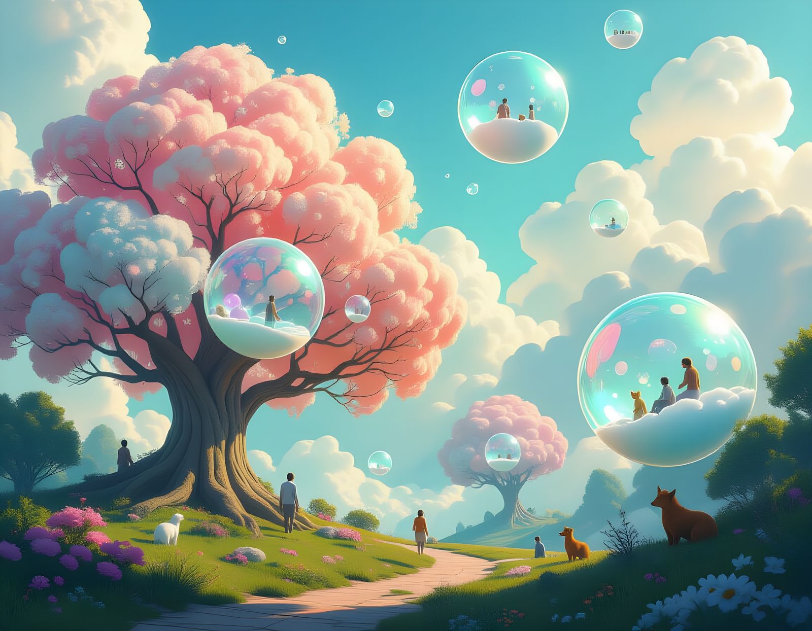 Bubble World: Iridescent Trees in a Fantasycore Aesthetic